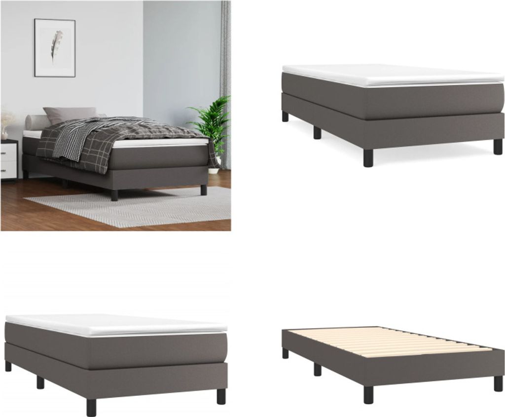 vidaXL Boxspringbett Grau 80x200 cm Kunstleder - Boxspringbett - Boxspringbetten - Bett - Schlafzimmermöbel