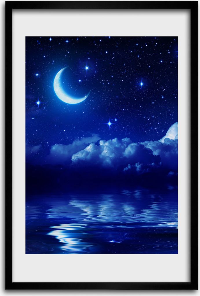 Bild - Bilderrahmen - 40 cm x 60 cm - MDF - Rahmen - Wandkunst - Himmel in der Nacht