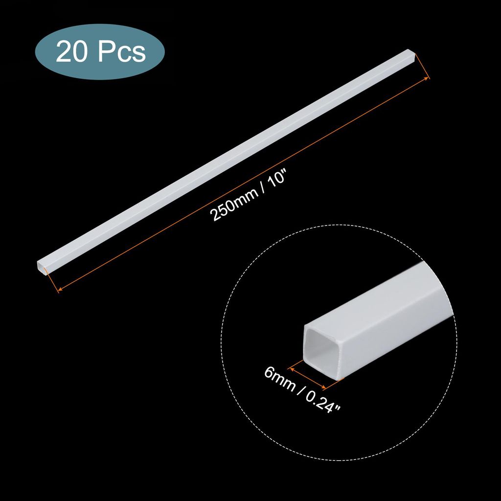 20 Stš¹ck Kunststoffmodellrohr ABS Quadratrohr 6x6x250mm Wei? Einfache Verarbeitung fš¹r Architekturmodellbau DIY
