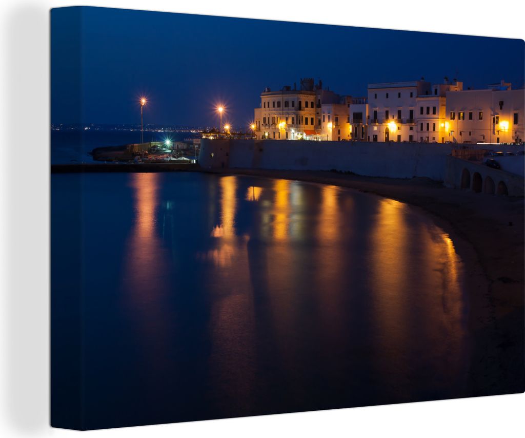 OneMillionCanvasses - Leinwandbilder - 140x90 cm, Gallipoli am Abend beleuchtet, Wandbilder Kunstdruck Wanddekoration - Foto auf Leinwand - Gemä...