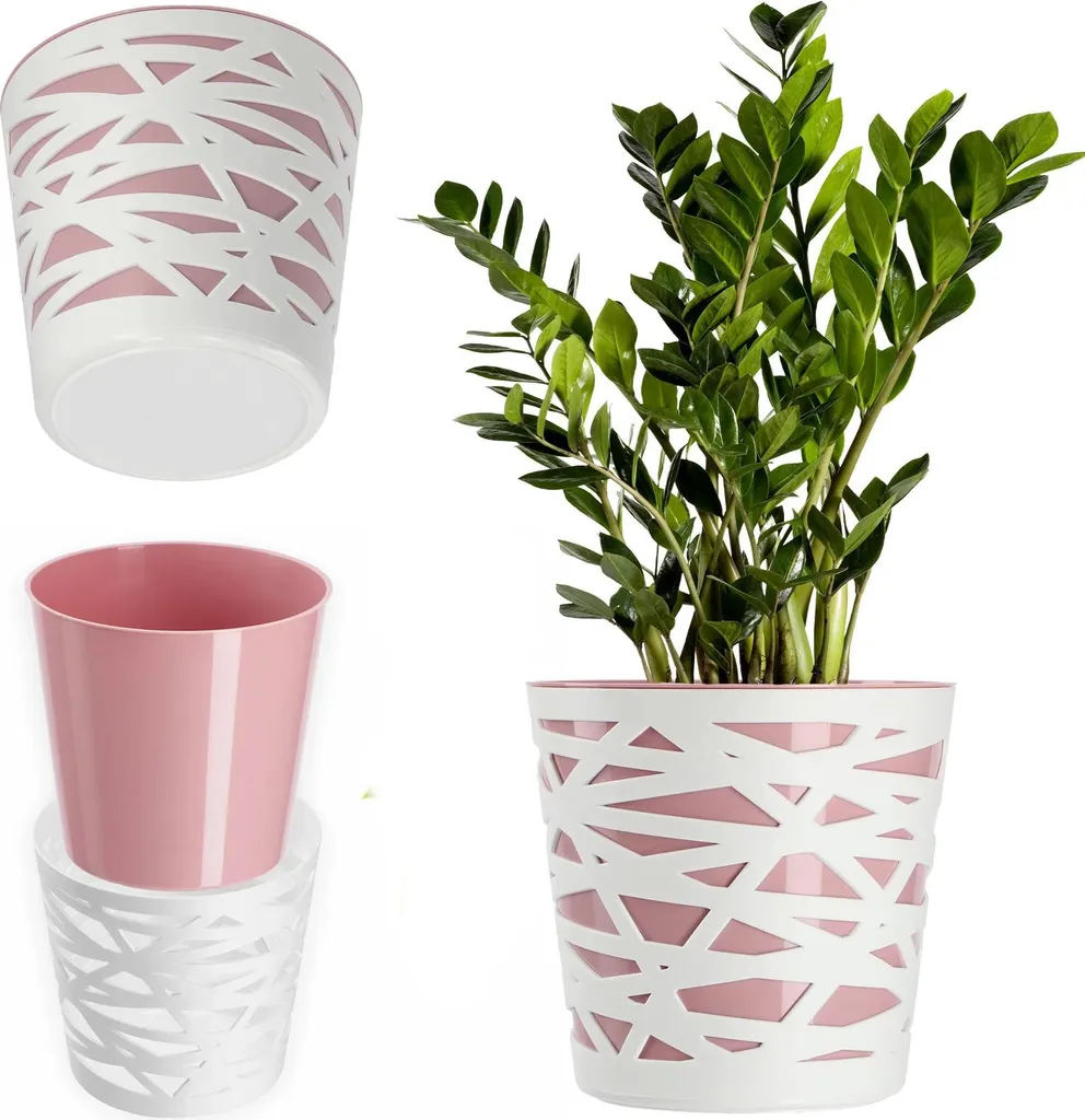 Bac à fleurs rose format énorme en plastique pour salon et terrasse