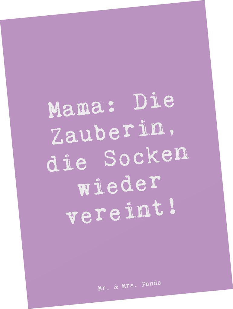 Mr. & Mrs. Panda Postkarte Spruch Mama Zauberin - Lavendeltraum - Geschenk, Organisation, Grußkarte, Freude, Familienmitglieder, Socken, Familie, ...