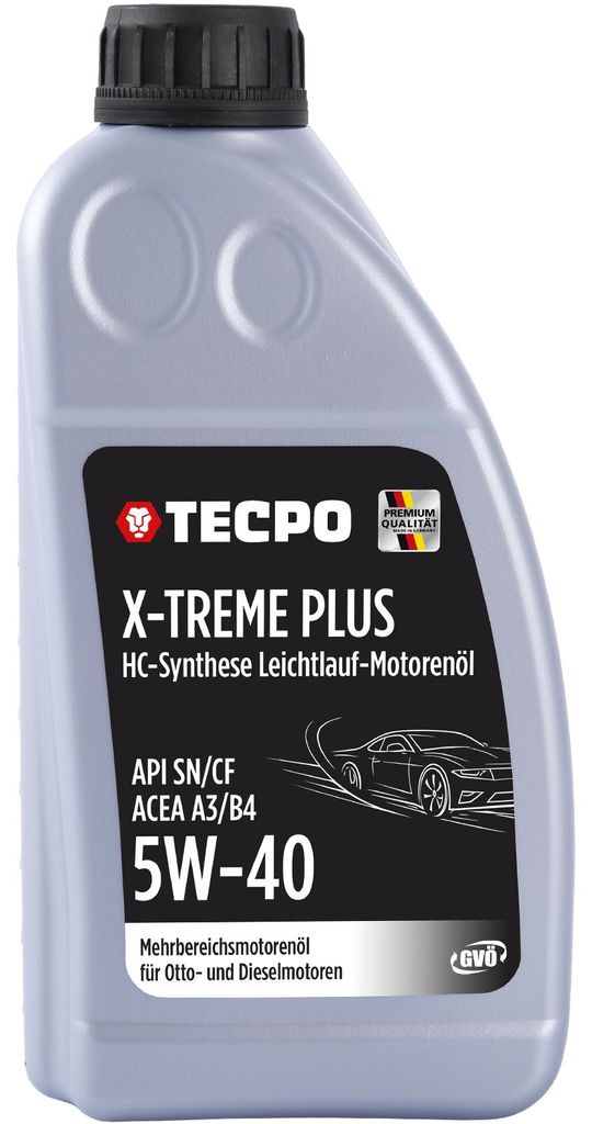 TECPO Motoröl 5W40 Öl X-TREME Plus Öl, 1 Liter 5W-40 Gebinde HC-Synthese für Diesel-und Benzinmotoren entspricht API SN/CF / ACEA A3/B4 / 502/5...