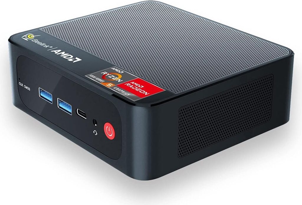 AMD Ryzen 5 5560U (6C/12T, bis zu 4,0 GHz), SER5 Mini-Computer W11 Pro, 16G DDR4/1 TB M.2 NVME SSD, drei Displays, HDMI/DP, Typ-C, WiFi6, BT5.2
