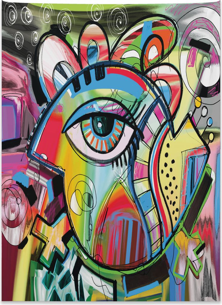 Abakuhaus zeitgenössisch Wandteppich, Bunte Kunst Auge aus Weiches Mikrofaser Stoff Kein Verblassen Klare Farben Waschbar, 110 x 150 cm, Mehrfarbig