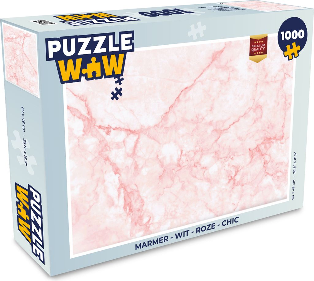 MuchoWow Puzzle 1000 Teile Marmor - Weiß - Rosa - Chic - Erwachsene - Rätsel