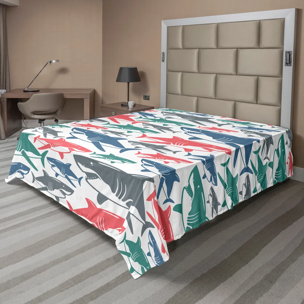 Drap de lit anti-ternissement Requin Taureau, coton doux facile d'entretien