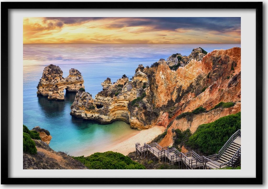 Bild - Bilder - Bilderrahmen - 70 cm x 50 cm - MDF-Rahmen, Wandkunst Lagos Portugal