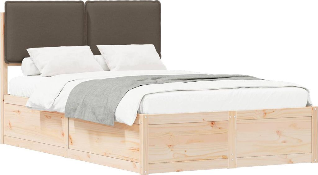 Bettgestell mit gepolstertem Kopfteil Taupe 120 x 200 cm