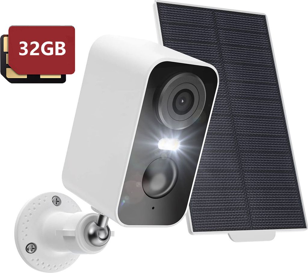 ieGeek 2K Überwachungskamera für den Außenbereich, Solar-Kamera, Überwachung mit PIR, 10 m Nachtsicht, 2-Wege-Audio, 32GB