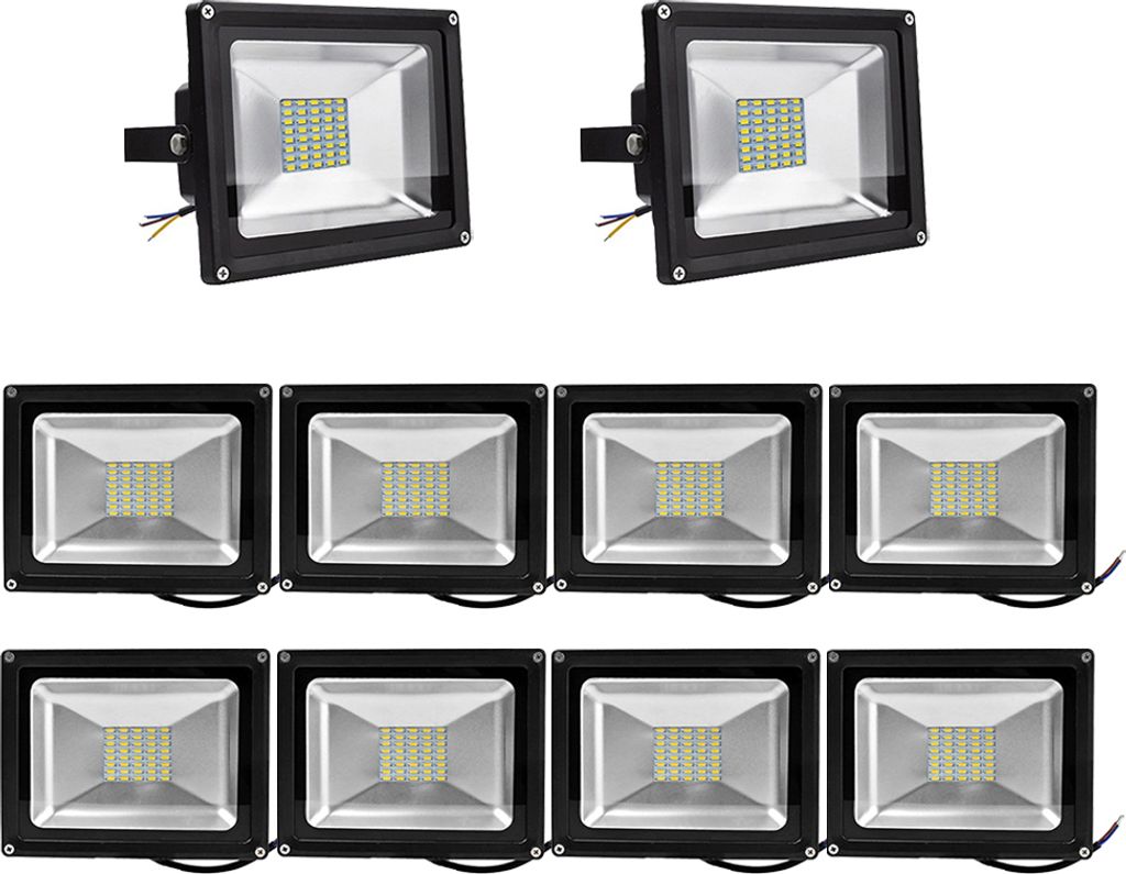 10pcs 30W SMD LED Strahler Fluter,Greenmigo IP65 Flutlicht Leuchtmittel Baustrahler Scheinwerfer Warmweiß Wandstrahler Außenstahler Leuchtmittel ...