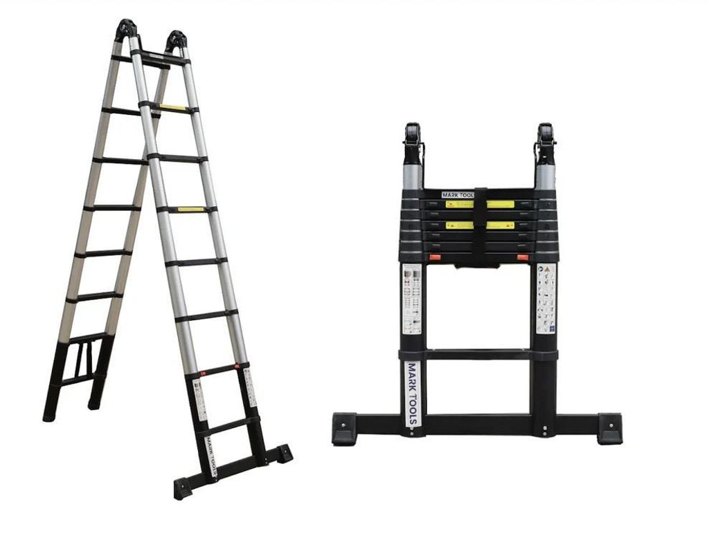 MARK TOOLS PRO Teleskop-Klappleiter 3,1 m – Aluminium – inklusive GRATIS Tragetasche