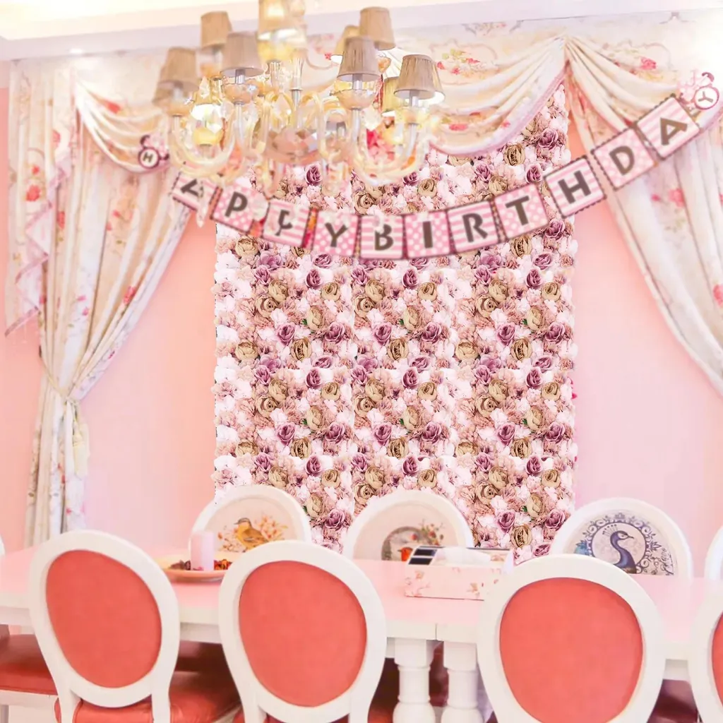 Mur de Fleurs Artificielles Rose - Décoration Durable pour Événements - 4