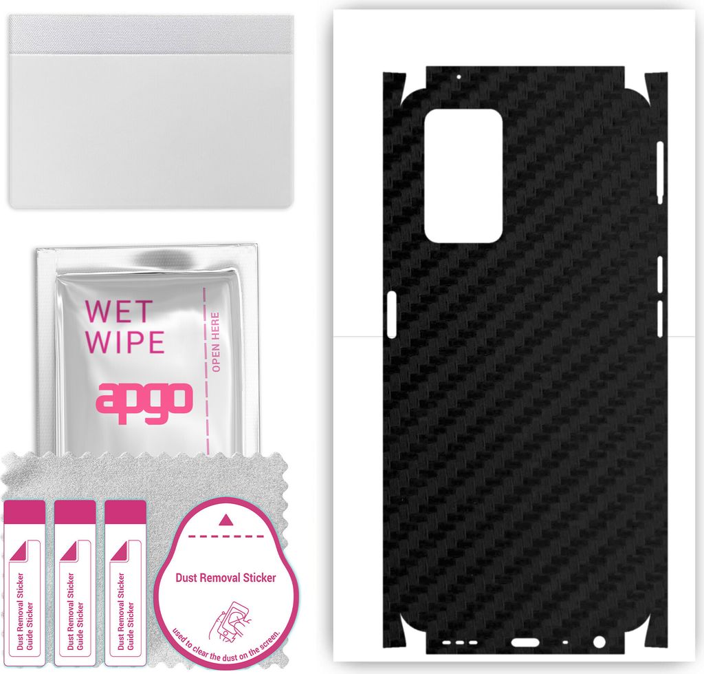 apgo Rückseite + Seiten Schutzfolie, Skin, kompatibel mit Oppo K10, Hinten Displayschutzfolie aus Vinylfolie, kratzfest, einfache Montage - Schwar...