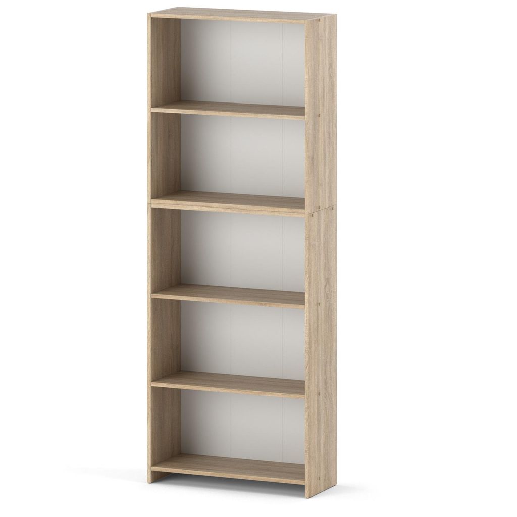 STIV Möbel | Bücherregal Eiche Sonoma 70x189 cm | 5 Fächer | Breites Standregal modern für Wohnzimmer Büro Kinderzimmer