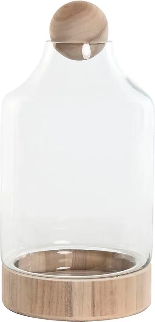 Vase Stable en Cristal et Bois pour Grands Bouquets : Élégance 42cm
