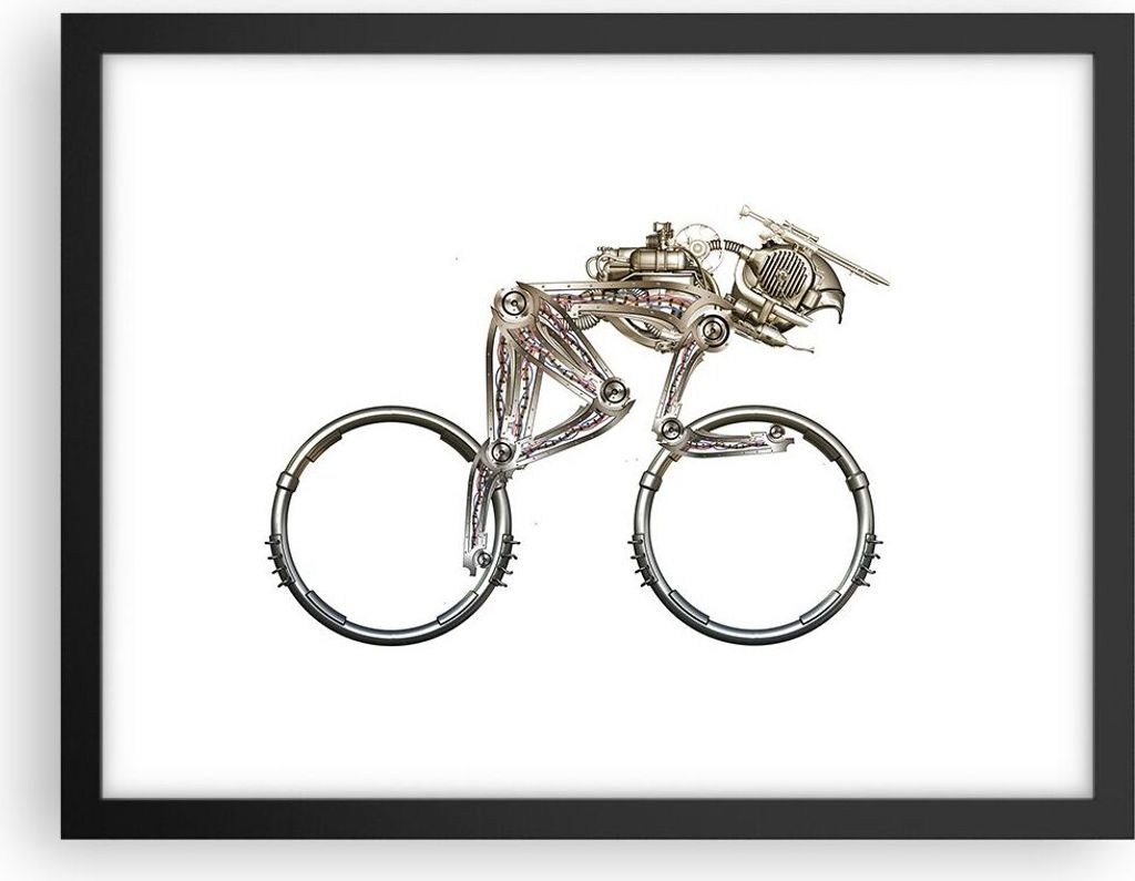 Gerahmtes Poster - Schwarzer Rahmen - Fahrrad Roboter Produktbild 