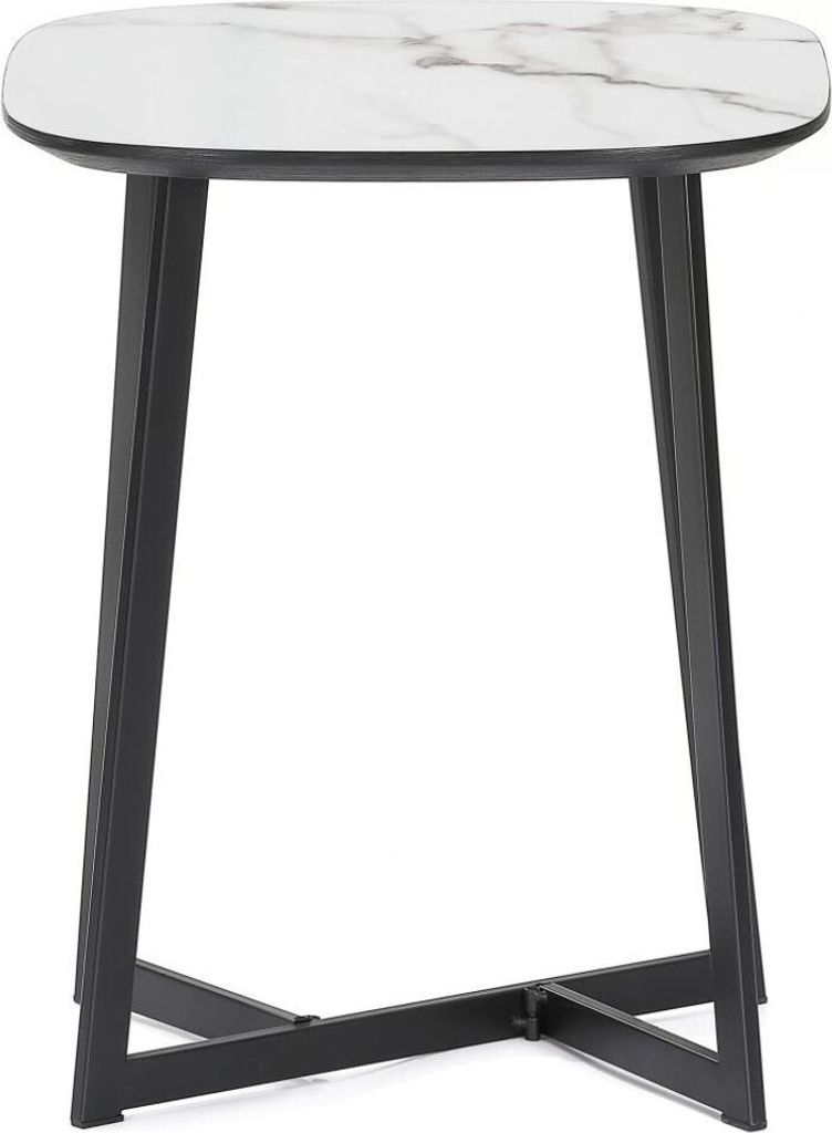 Design Beistelltisch TURIN 50cm Marmor-Optik weiss Pflanzsäule