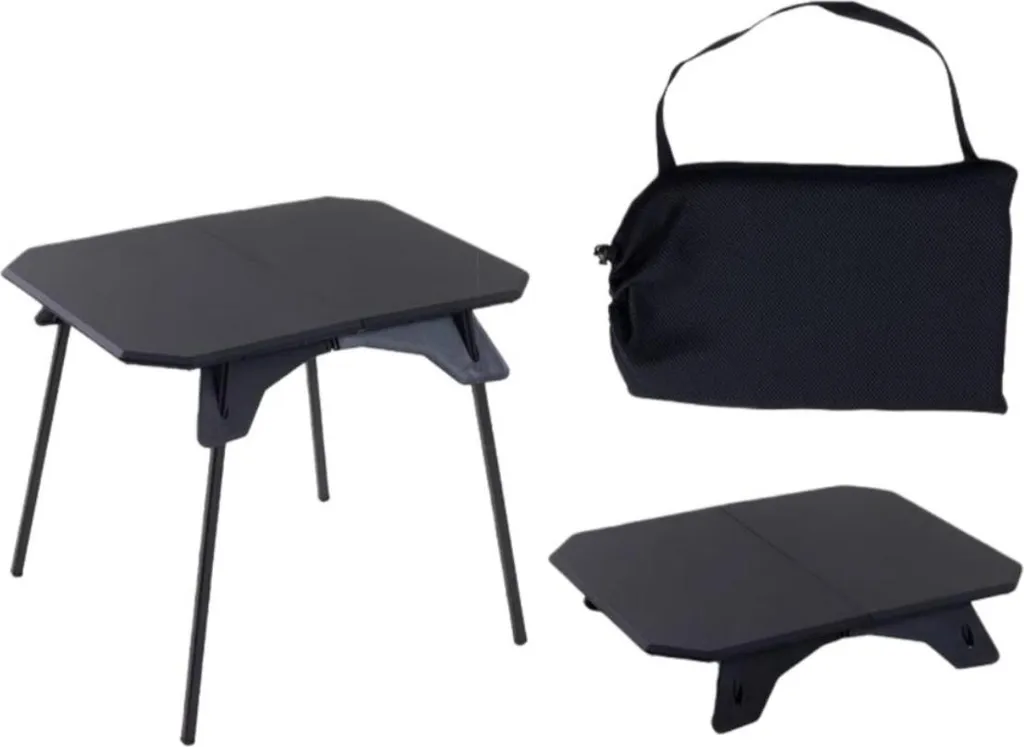 INF Table Pliante de Camping Réglable en Aluminium et ABS Noir 60cm