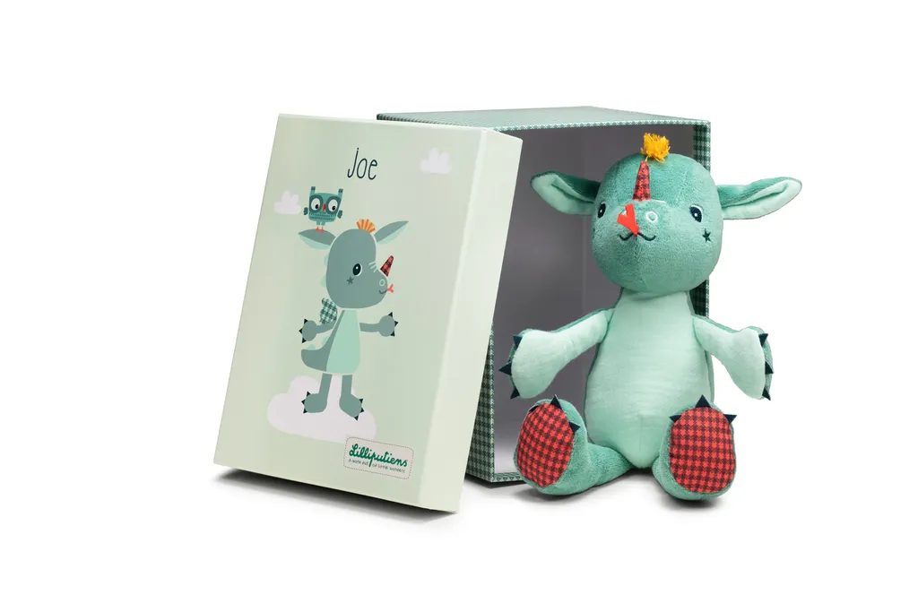 Doudou Éco-responsable Joe le Dragon Lilliputiens avec Boîte Déco