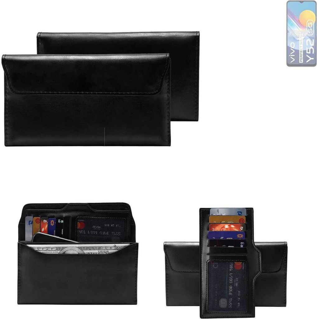 K-S-Trade Handy Hülle kompatibel mit Vivo Y52 5G Schutz Hülle Tasche Schutz Case Handytasche Kunstleder schwarz, 1x