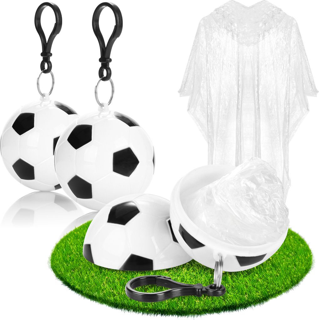 com-four® 3x Regenponcho in Fußballkugel - Notfallponcho Produktbild 