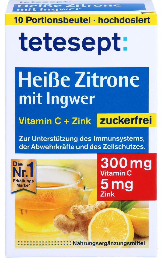 tetesept Heiße Zitrone mit Ingwer zuckerfrei, 10 St. Beutel Produktbild 