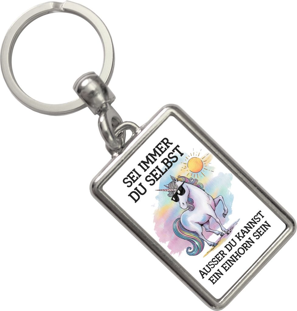 Einhorn mit Sonnenbrille Schlüsselanhänger Sei ein Einhorn