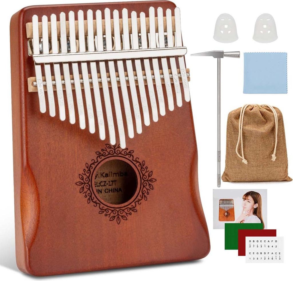 17-Tasten Mini Kalimba Daumenklavier – Mit Stimmhammer & Lernanleitung für Anfänger, Kinder & Erwachsene
