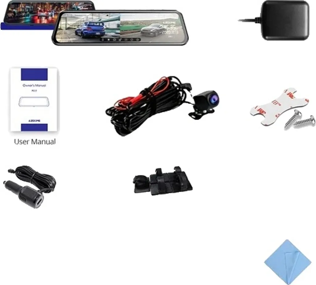 Miroir WiFi Dashcam PG17-RVC-GPS avec Caméra Avant 2,5K et Carte 64 Go