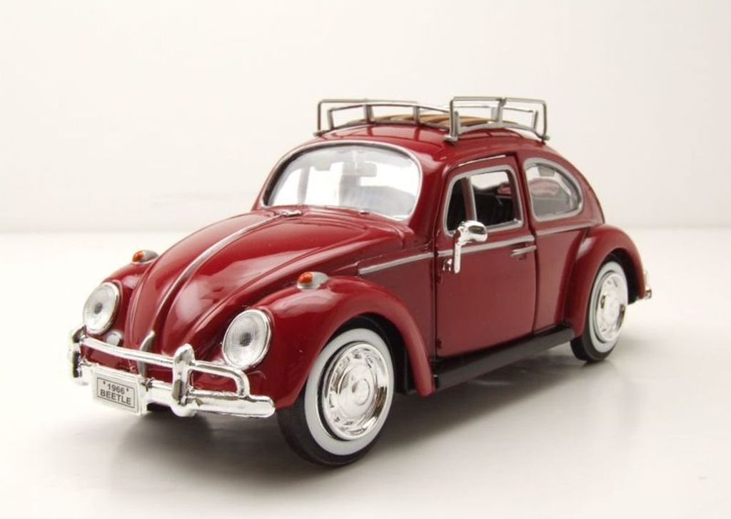 Motormax 79559R VW Käfer mit Dachgepäckträger 1966 rot 1:24 Produktbild 