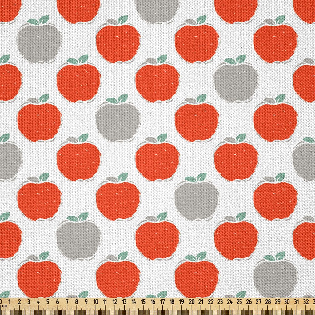 ABAKUHAUS Apfel Satin Stoff als Meterware, Gekritzel-Art-Frucht-Schattenbilder gesunder süßer Apple skizziert Landwirtschaft, 10 M (148 x 1000 cm...