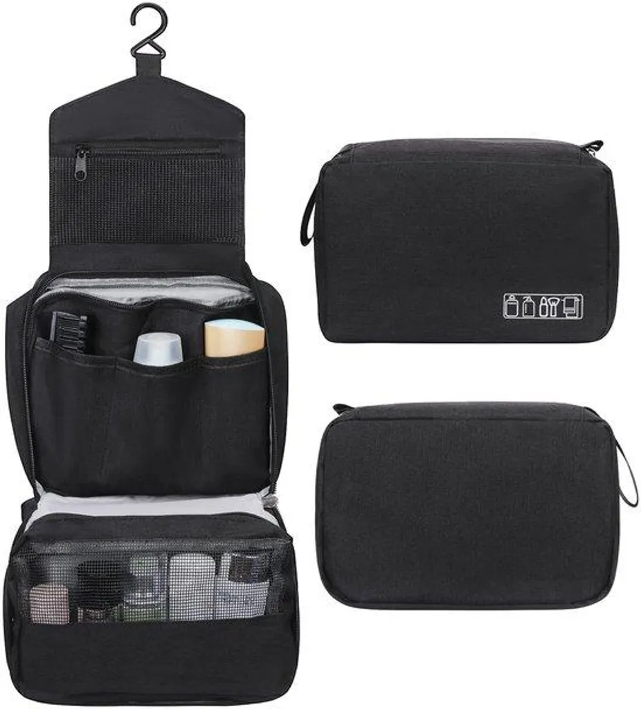 Trousse de toilette imperméable et sac de voyage noir - Modèle TR-2024