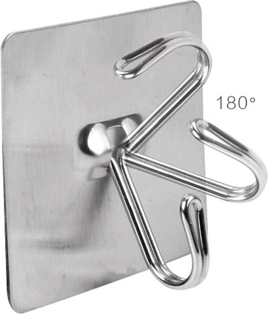 Handtuchhaken ohne bohren für Bad & Küche - Mehrzweckhaken [selbstklebend] - Handtuchhalter | 50x50 mm Klebehaken aus Edelstahl | Bademantelhaken...