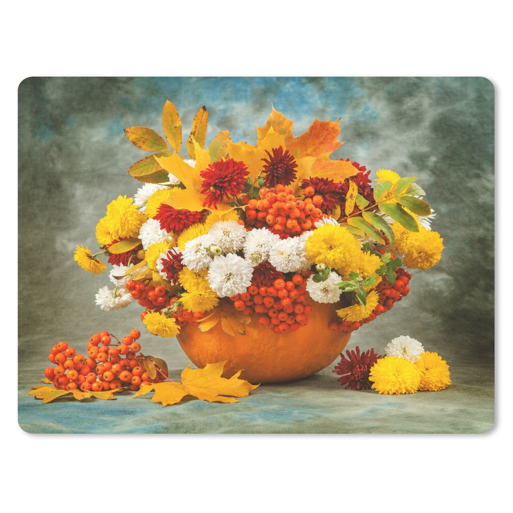 MuchoWow Mauspad Mousepad Blumen - Herbst - Obst 23x19 cm - Mousepads - Maus Mat - Pad - Mausunterlage - Schreibtischunterlage - Mauspad