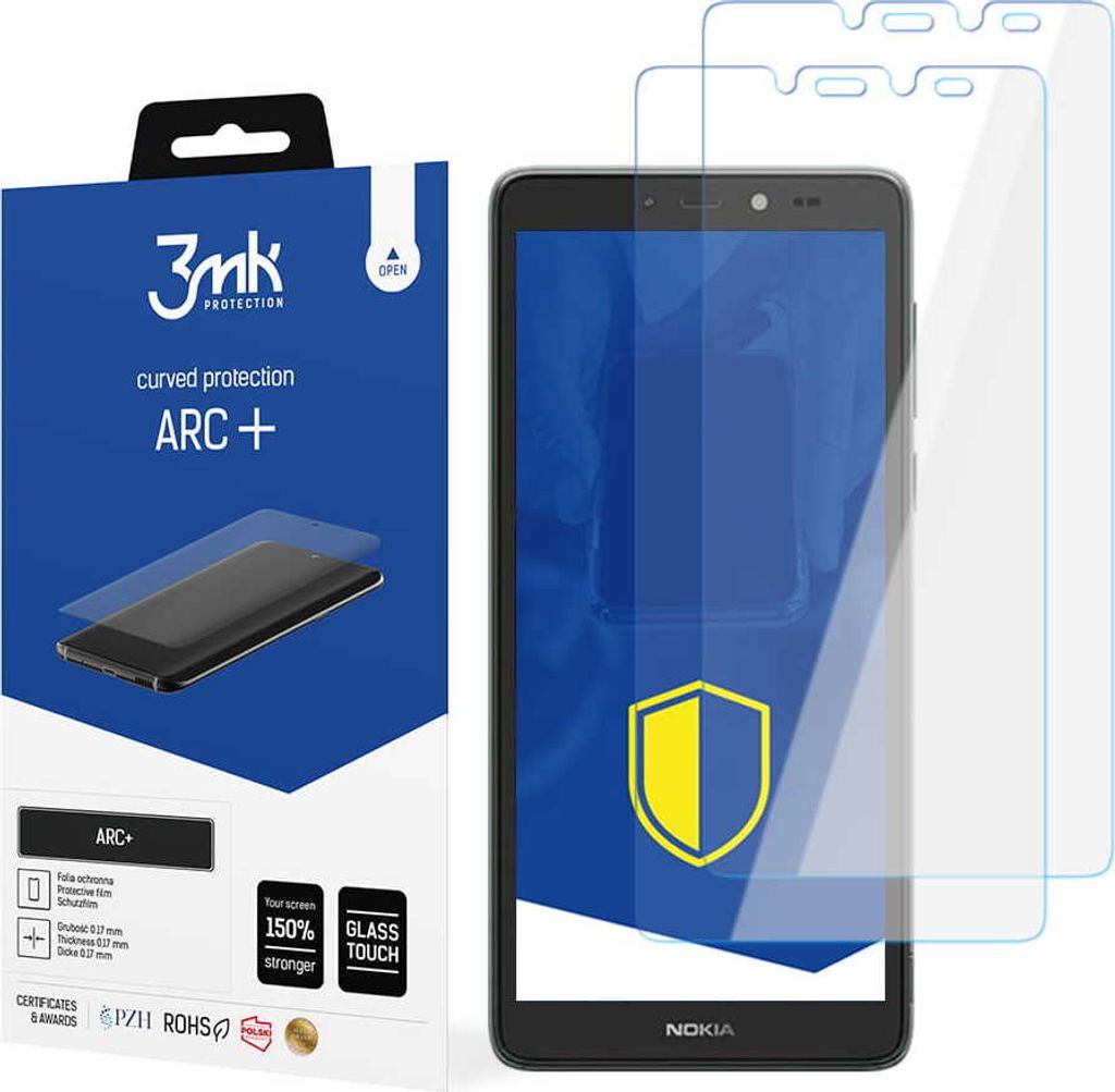 3mk Display Schutzfolie ARC+ für Nokia C2 2nd Edition 0,17mm Self-Heal (2 Stück)