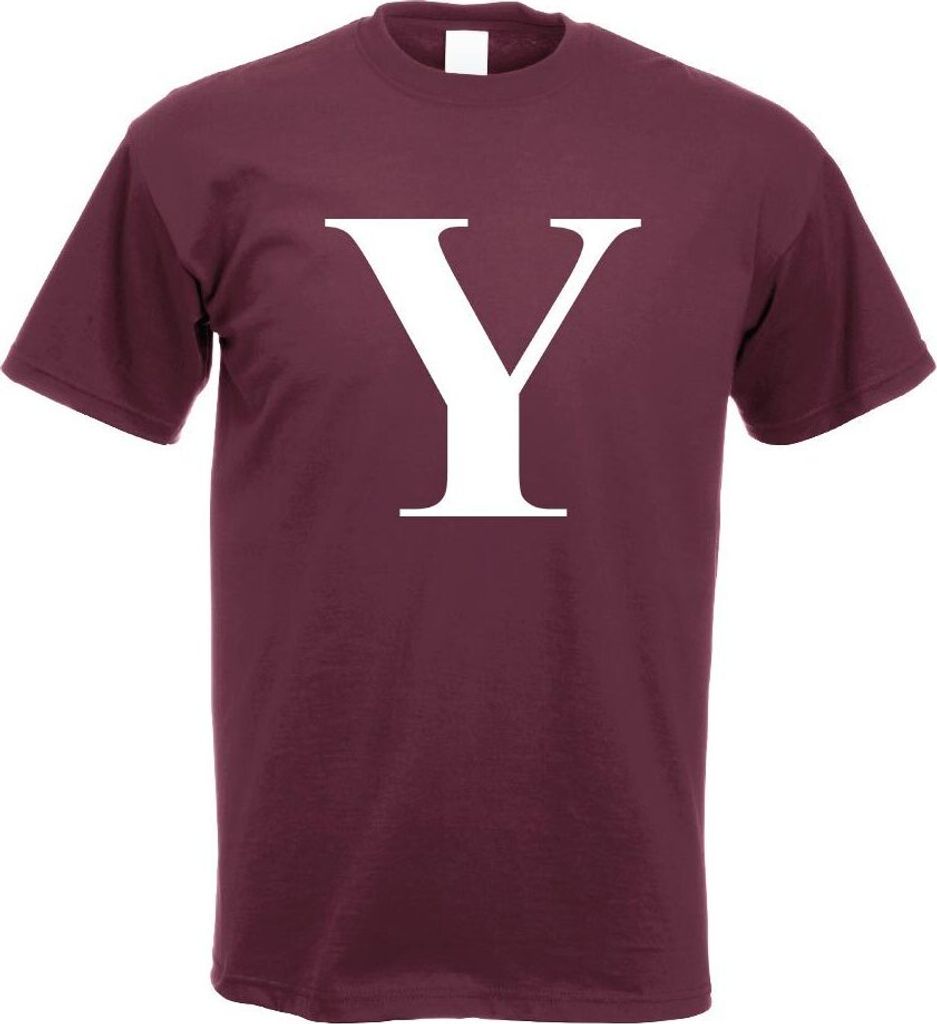 Kiwistar - T-Shirt - Burgund - Buchstabe Y - Alphabet Motiv Bedruckt Funshirt Design Print - mit Motiv Bedruckt - Funshirt Design - Sport - Freizei...
