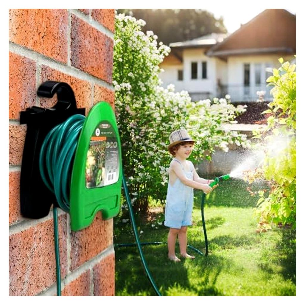 Wandhalterung für Gartenschlauch, Robuster Schlauchständer, 10m Halterung für Schlauchtrommel im Garten, Pool, Garage, Bewässerung und Lagerung
