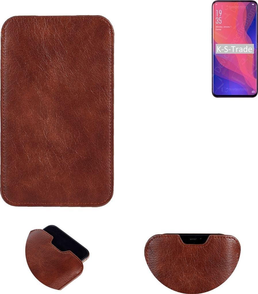 K-S-Trade Schutzhülle Handyhülle kompatibel mit Oppo Find X Handytasche Kunstleder Sleeve in braun
