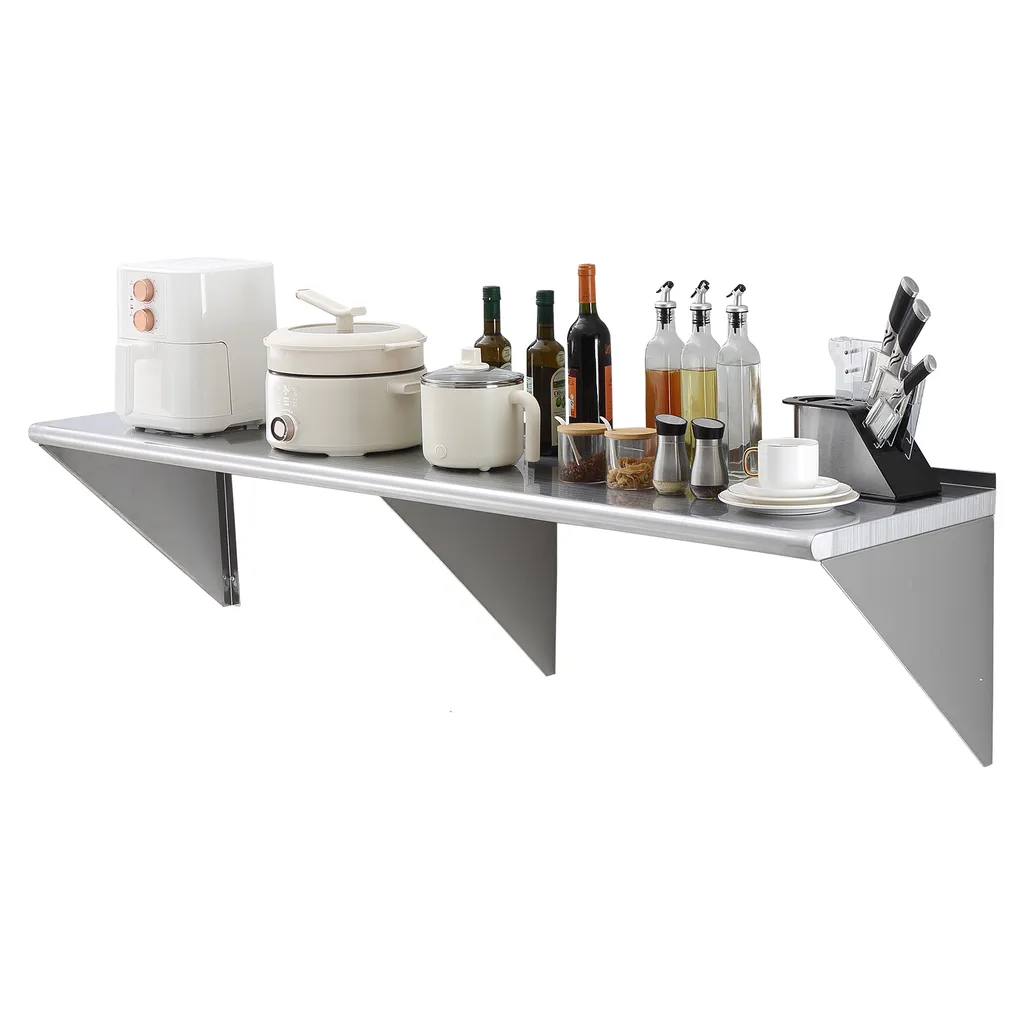 Étagère à Épices Murale Inox 182cm - Haute Résistance Charge de 226 kg