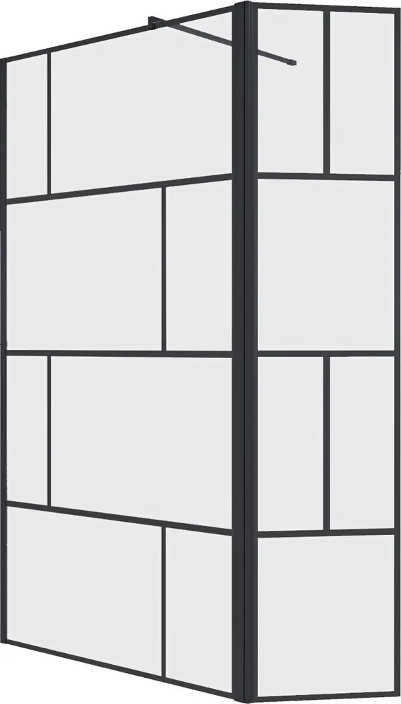 Paroi de douche 100x195 cm avec volet pivotant 40 cm en verre 8mm noir