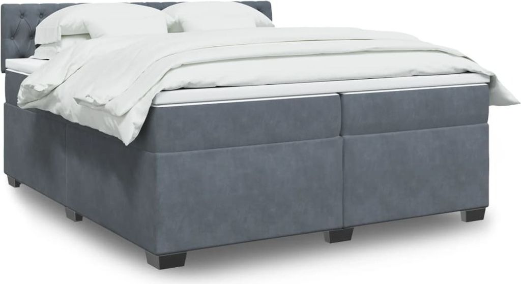 "2026 Promotion" Boxspringbett mit Matratze - Dunkelgrau - 200x200 cm - Samt - Polsterbett CC14589