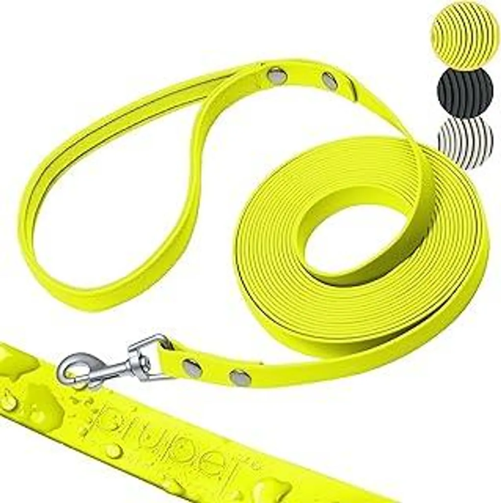 PiuPet Guinzaglio a traino per cani 5 m I 10 m I 20 m I Idrorepellente I Guinzaglio per cani I Guinzaglio per cani I Guinzaglio a traino per cani I Accessori per cani | Giallo neon