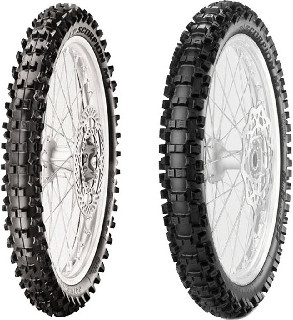 Paar Motorradreifen Pirelli 80/100-21 Mx32 Mid S + 100/90-19 Mx32 Mid H
