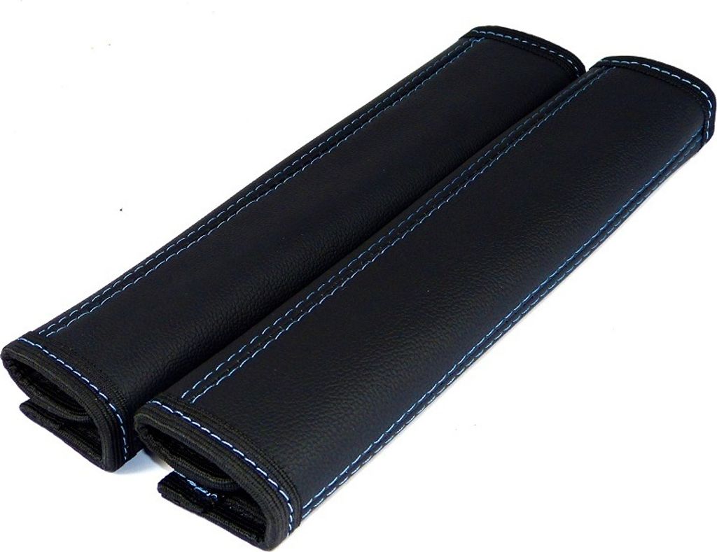 Gurtschoner 2 Stück 100% Echtleder schwarz Naht BLAU Produktbild 
