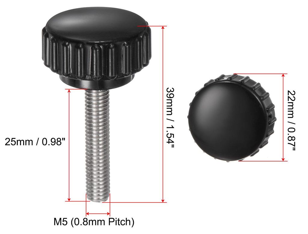 6 Stš¹ck R?ndelschraube mit Gewinde M5 x 25mm x 22mm Rundkopfschraube Edelstahl 304 Rundgriffbolzen Klemmkn?pfe 22mm Handkn?pfe Daumenschrauben S...