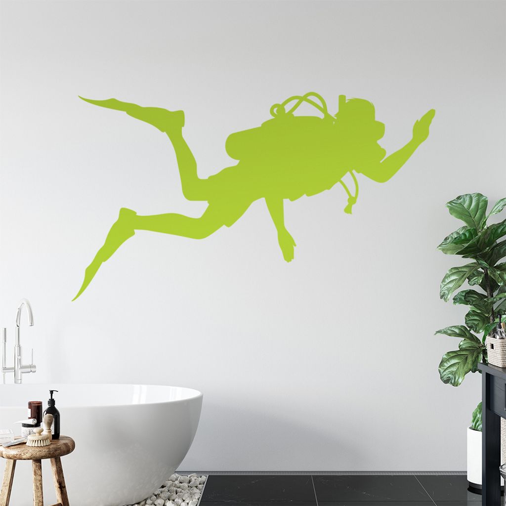 KIWISTAR Taucher mit Druckluftflasche Wandtattoo in 6 Größen - Wandaufkleber Wall Sticker - Dekoration, Küche, Wohnzimmer, Schlafzimmer, Badezimmer