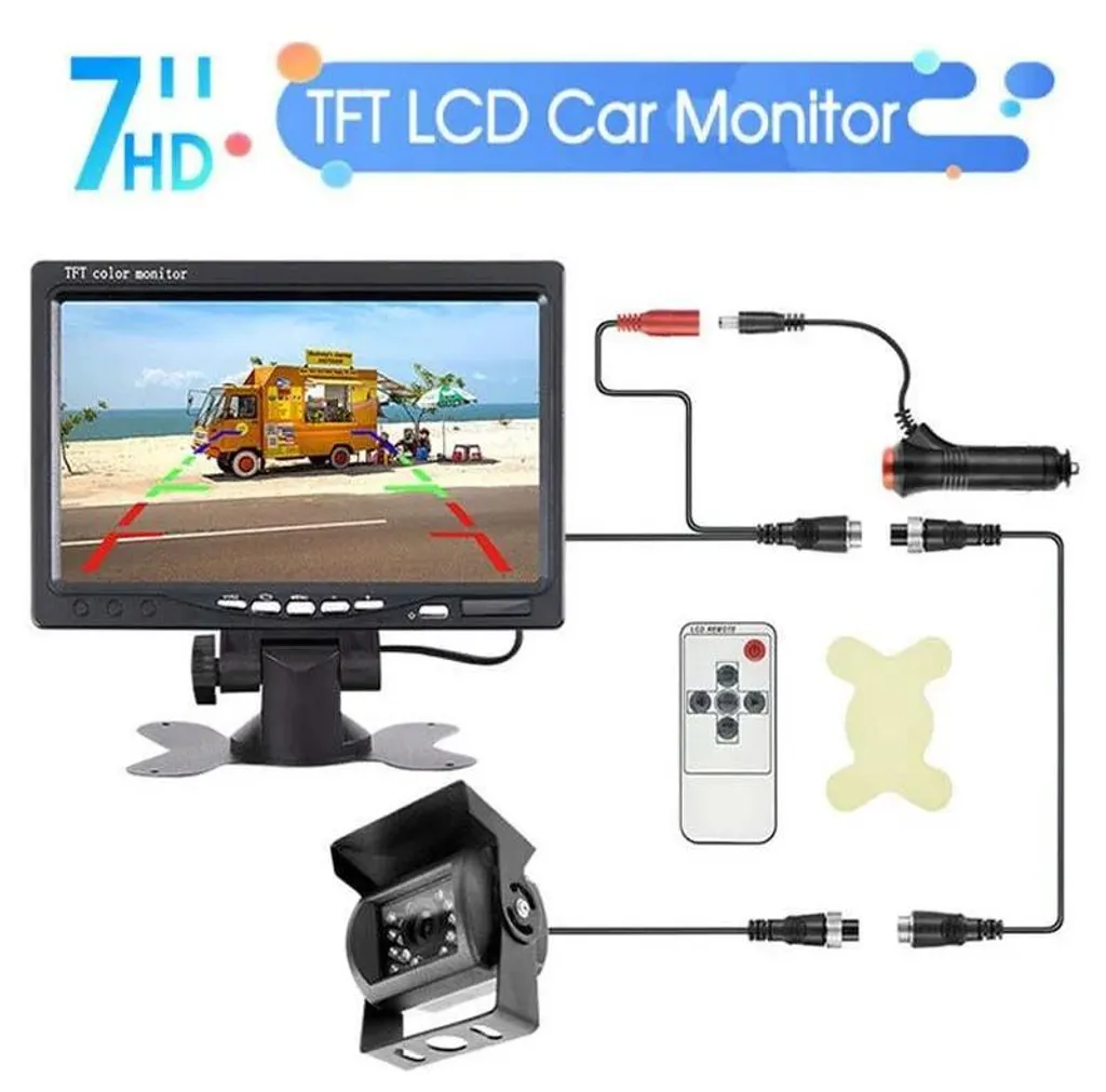 Kit Caméra de Recul Filaire Écran 7 Pouces 12V 24V avec Câble de 10m