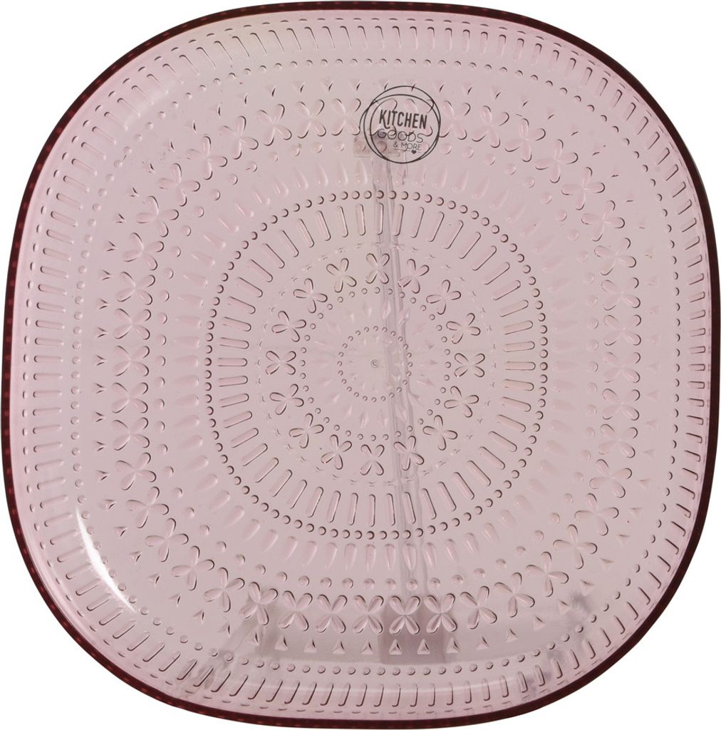 Teller flach - Dessertteller - Kunststoff - D: 20,4cm - mit Muster - pink