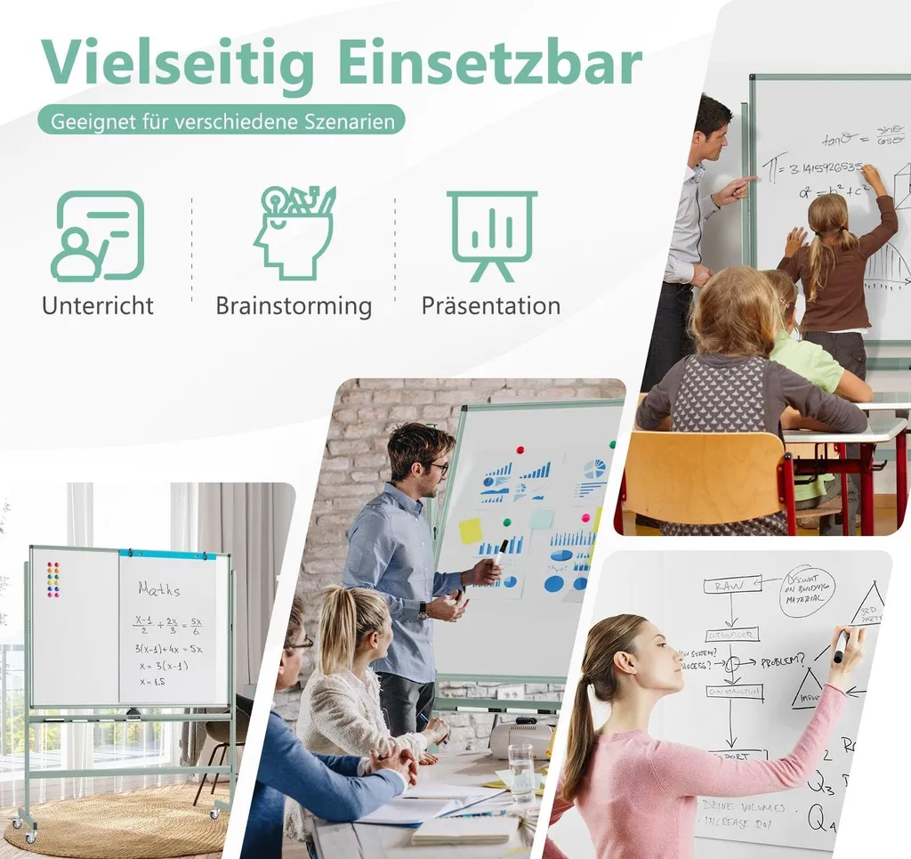 Tableau blanc magnétique réglable et rotatif avec surface effaçable